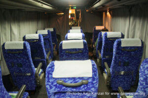 kamaishi, iwate, tohoku, japan - volunteer fro tsunami - bus