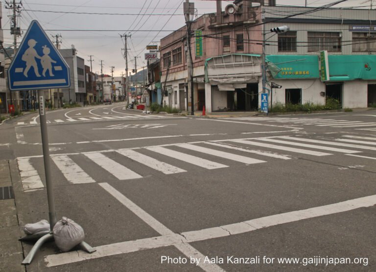 kamaishi, iwate, tohoku, japan - volunteer fro tsunami - main street