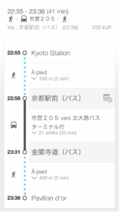 kinkaku-ji à Kyoto pavillon d'or - trajet en bus